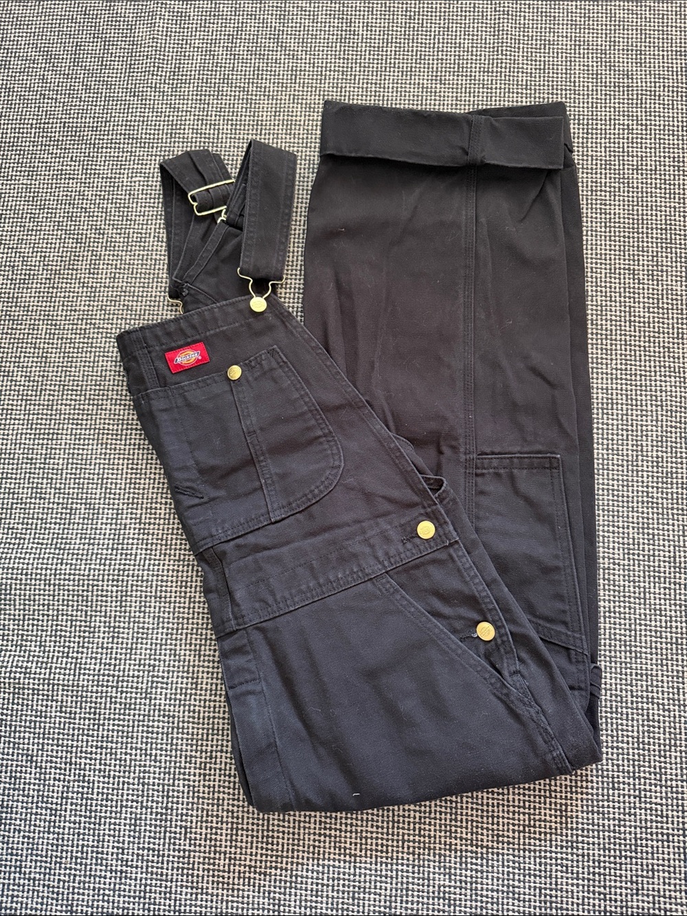 Dickies Black Men's Cargo Overalls with Brass Hardware